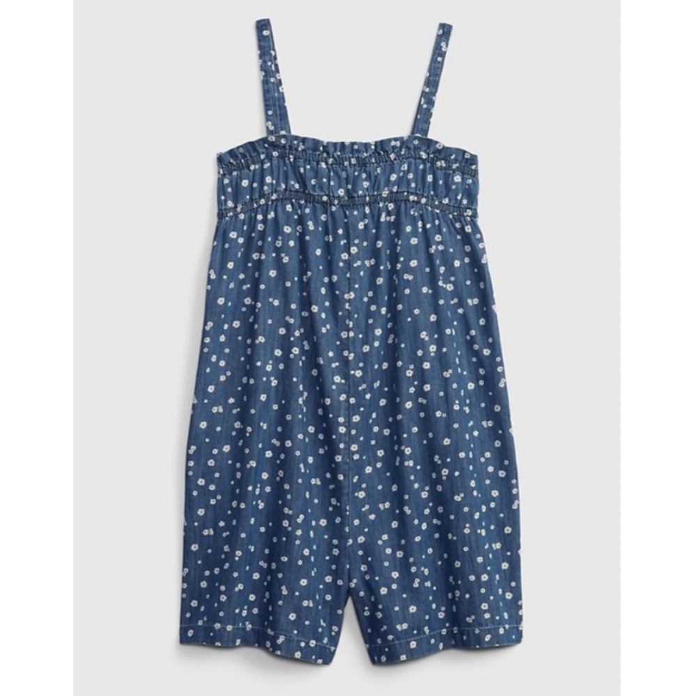 New Gap kids romper chambray smocked ruffle size small 6-7